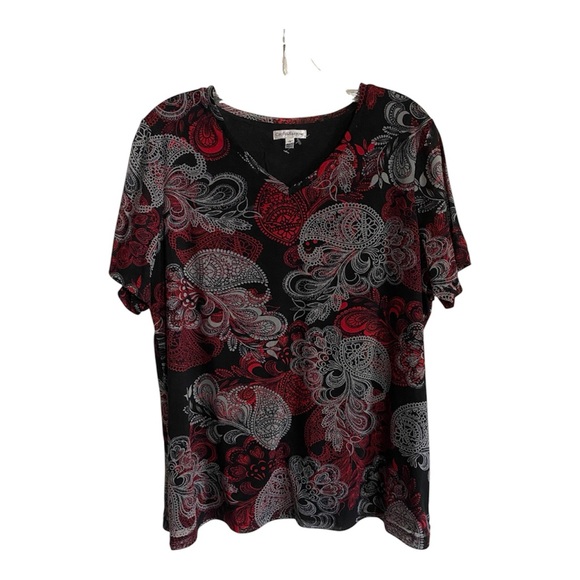 Croft & Barrow Black and Red Paisley Blouse - Picture 1 of 9